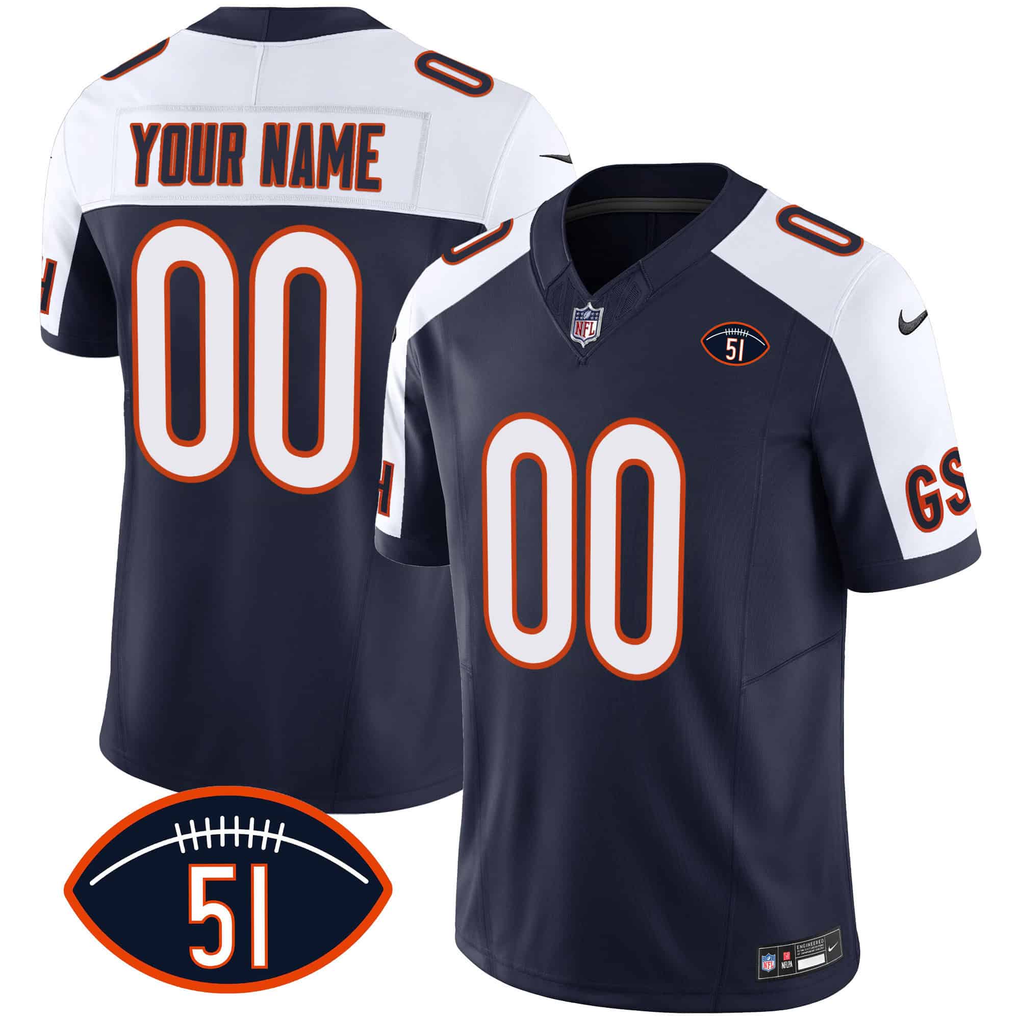 Bears Dick Butkus Patch GSH Vapor Custom Jersey – All Stitched