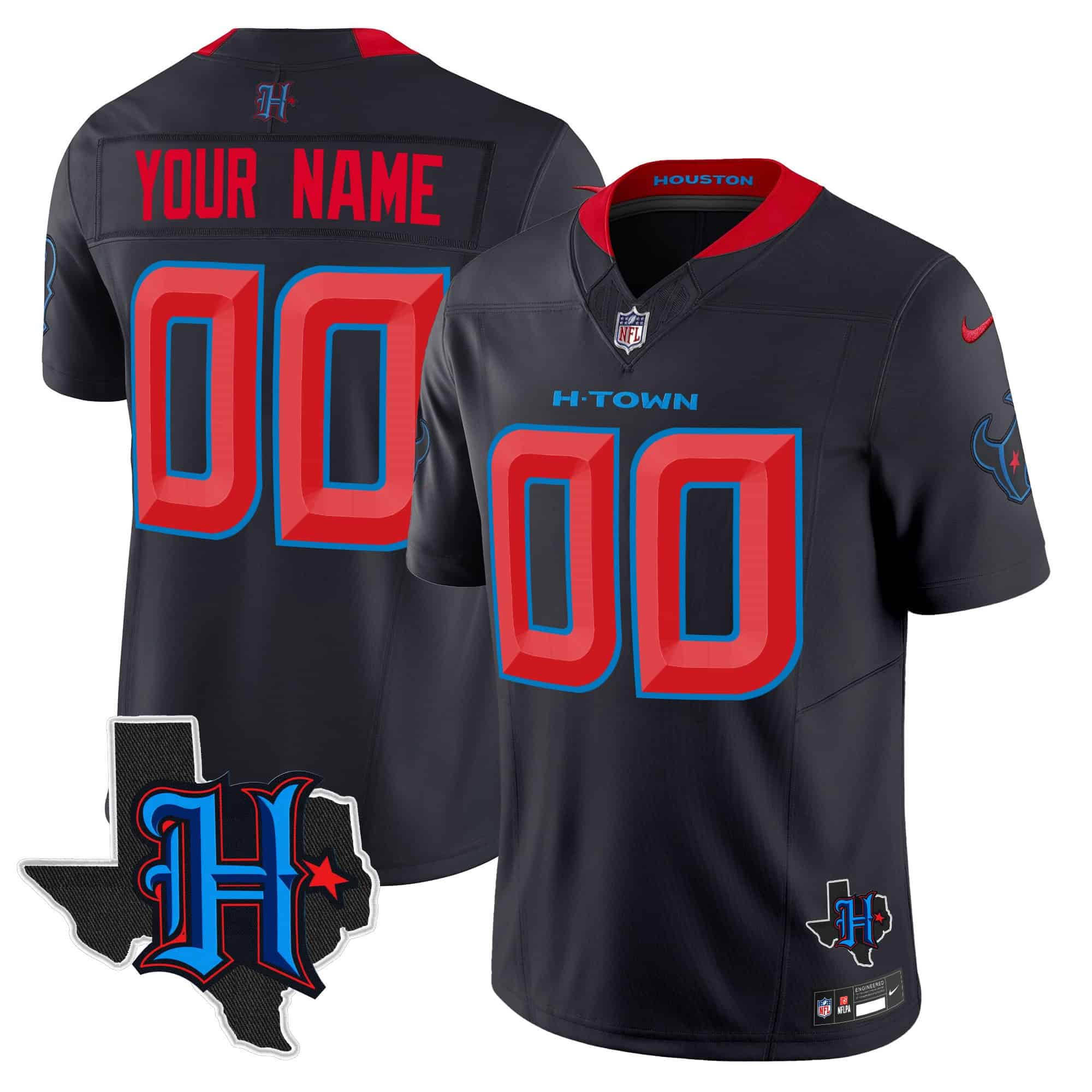 Houston Texans 2024 Texas Patch Vapor Limited Custom Jersey – All Stitched