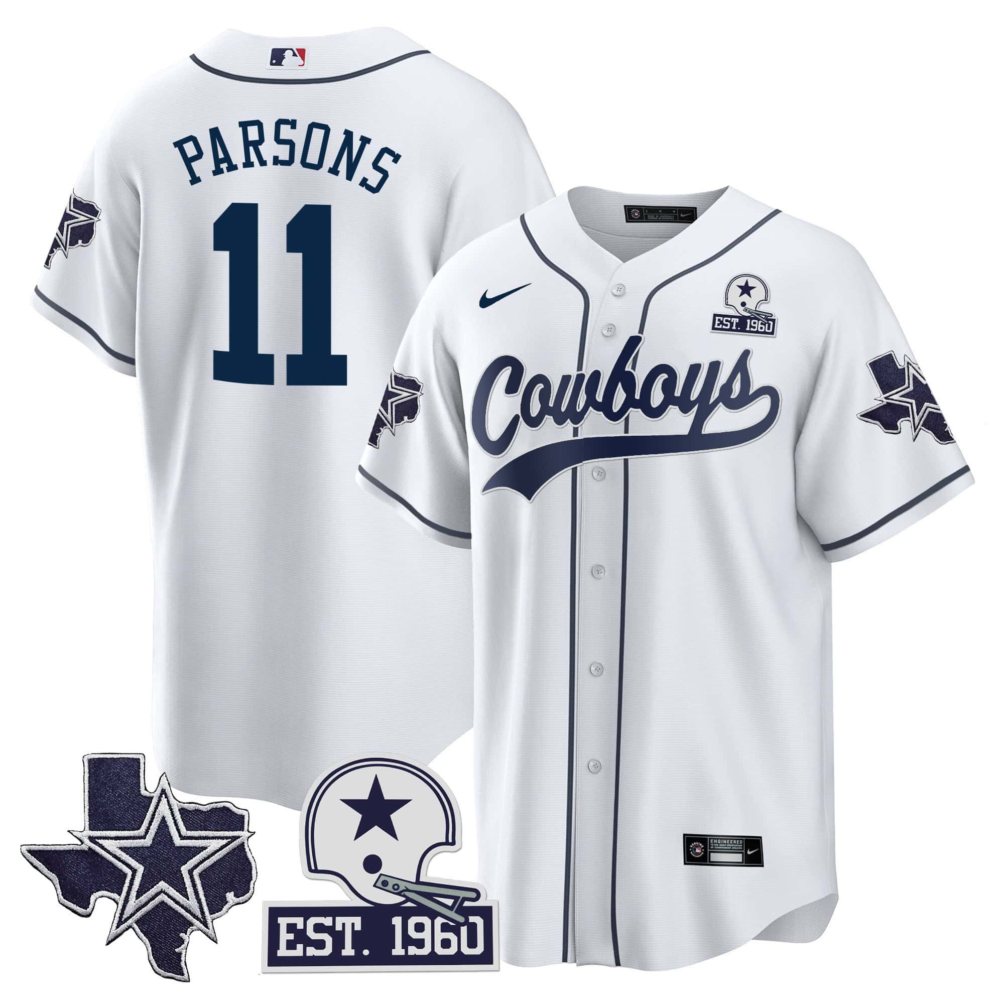 Men’s Cowboys Texas Patch Baseball Jersey – All Stitched