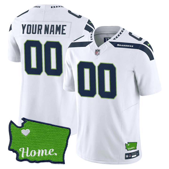Seattle Seahawks Washington Home Patch Custom Jersey – All Stitched