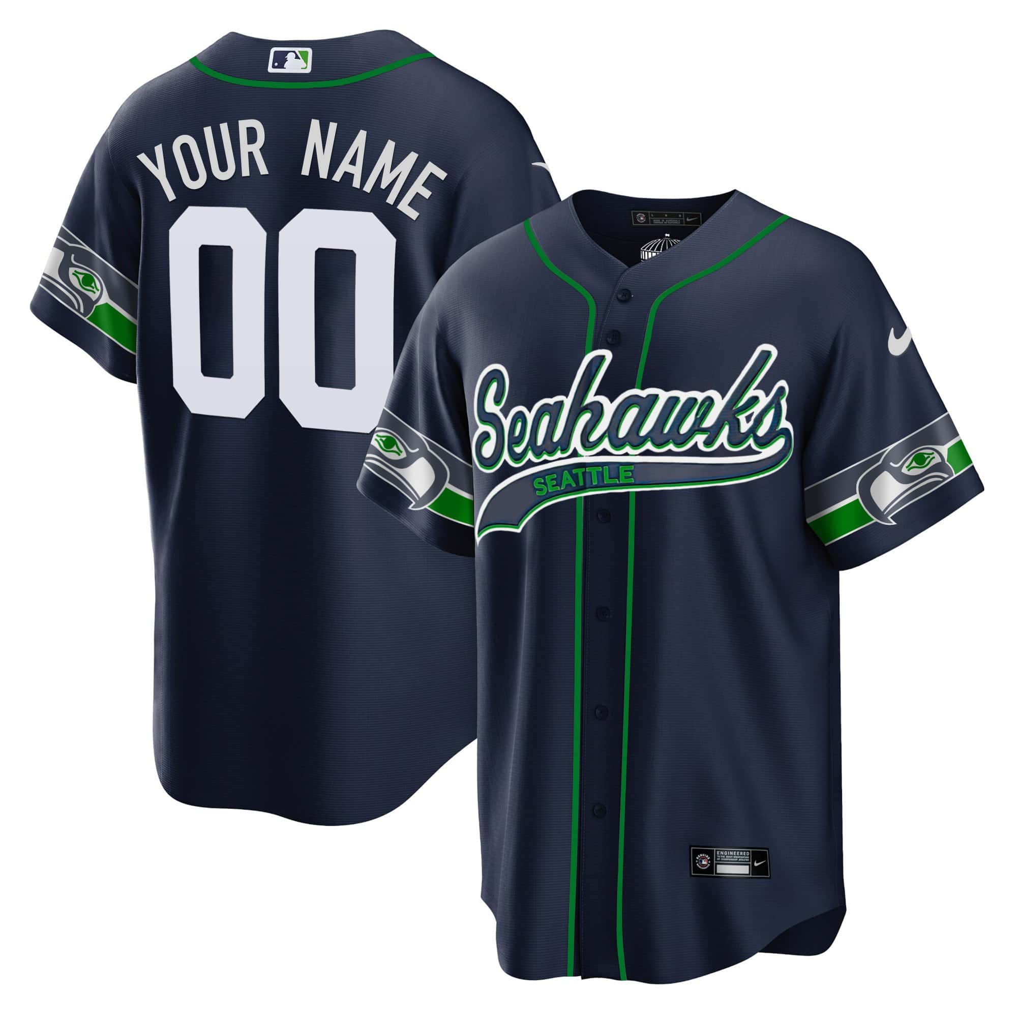 Seahawks Throwback & Gold Cool Base Custom Jersey V2 – All Stitched