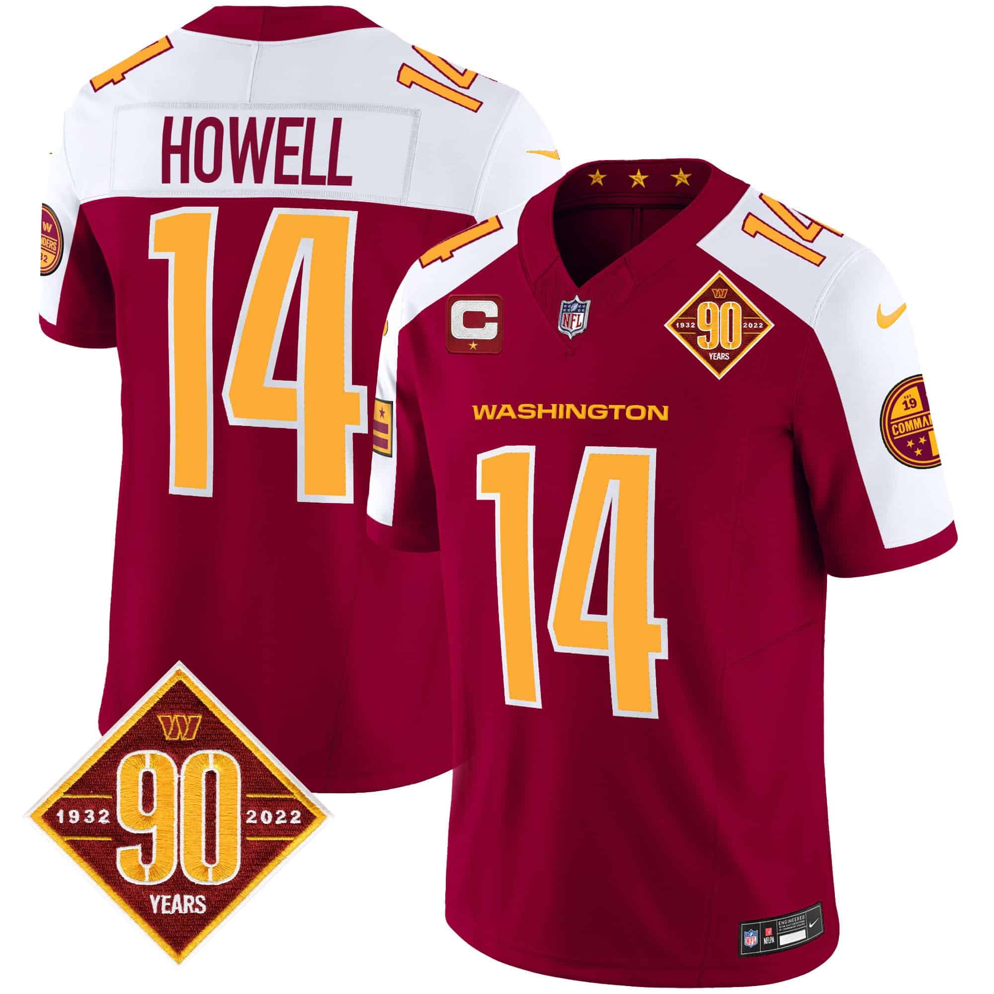 Men’s Washington Commanders 90th Anniversary Patch Vapor Jersey V3 – All Stitched
