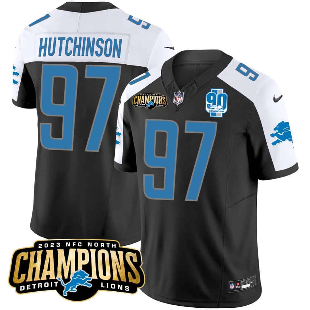 Men’s Detroit Lions 2023 NFC North Patch Vapor Jersey V2 – All Stitched
