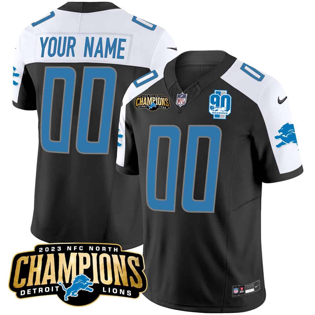 Detroit Lions 2023 NFC North Patch Vapor Custom Jersey V2 – All Stitched