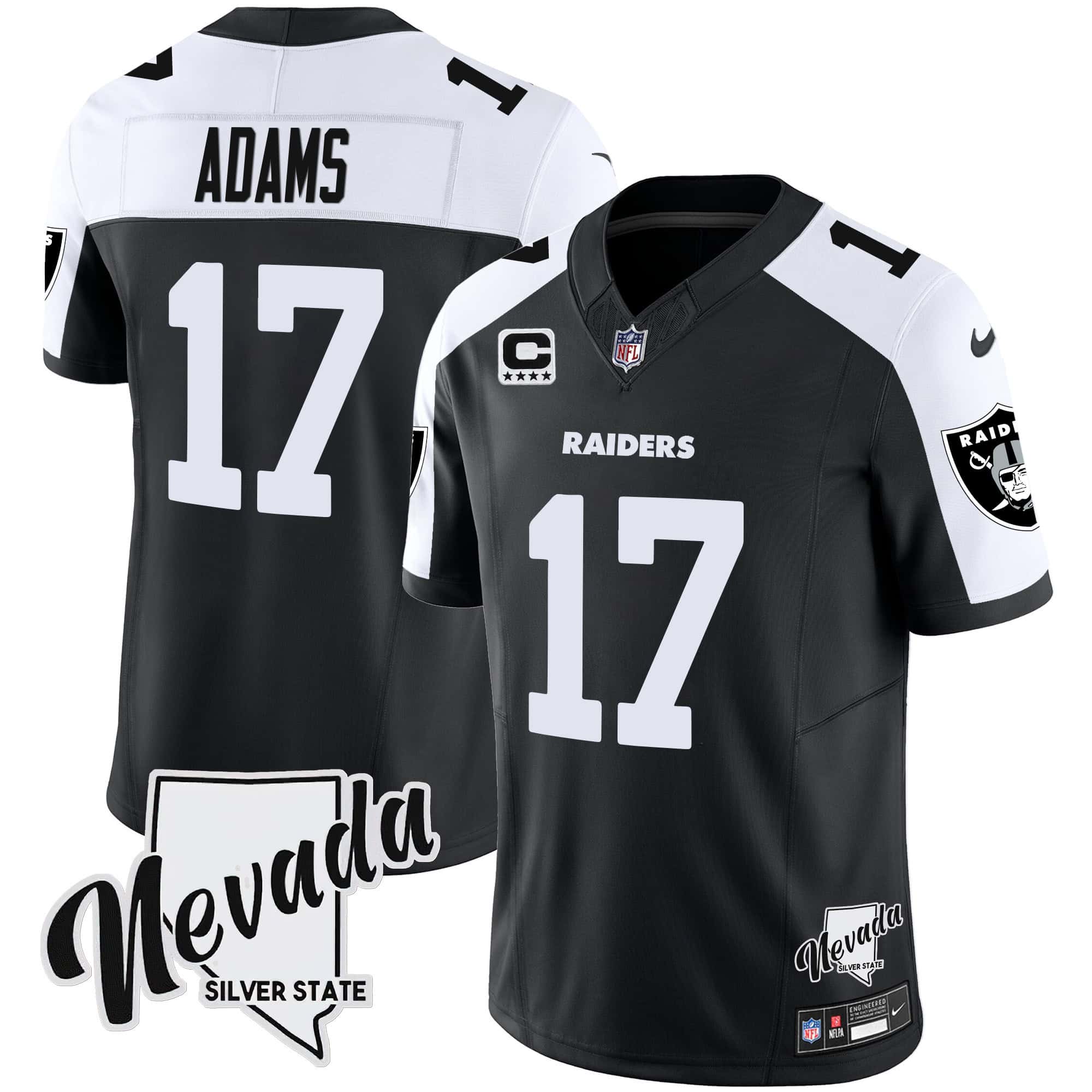 Men’s Raiders Nevada Silver State Patch Vapor Jersey V2 – All Stitched