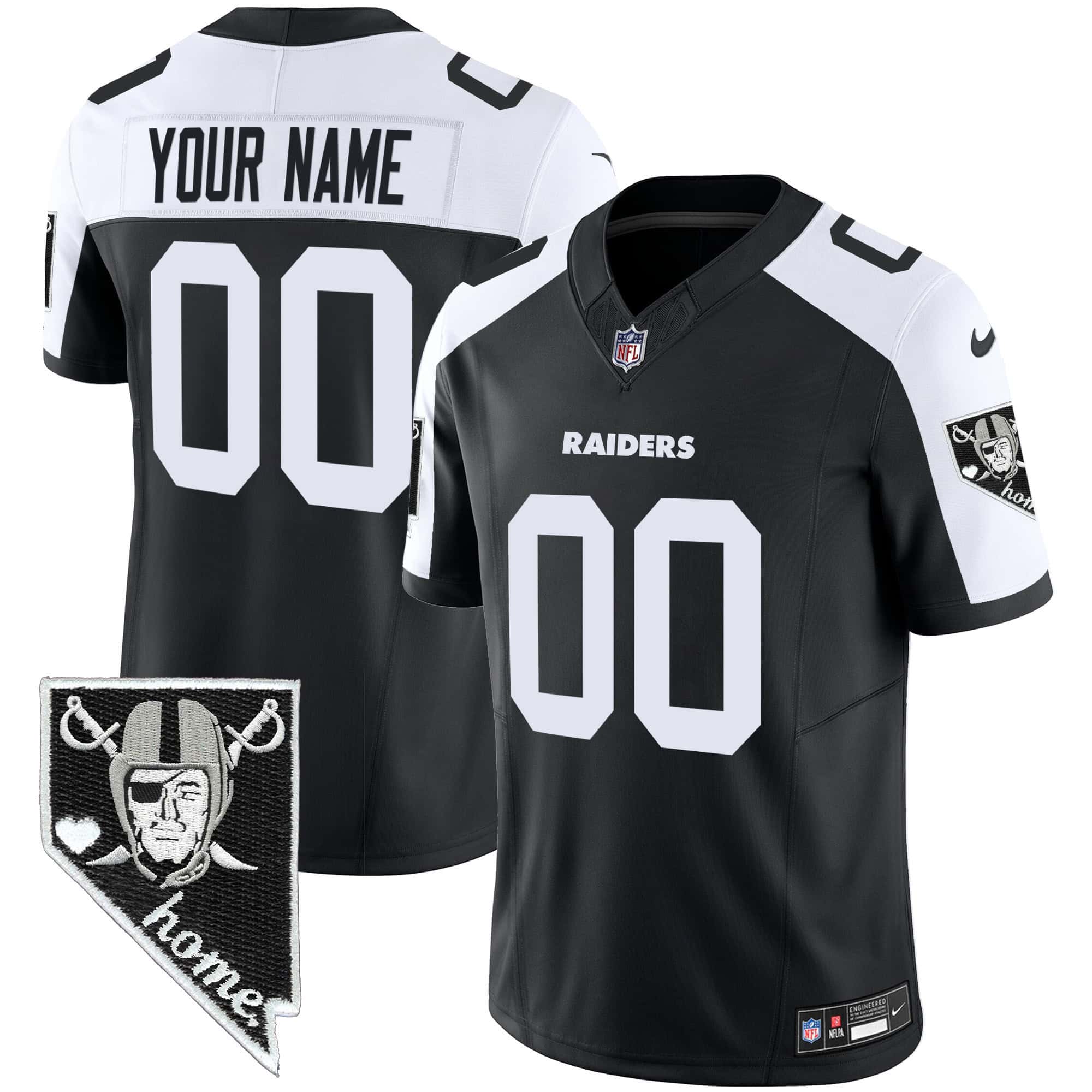 Raiders Nevada Home Patch Vapor Custom Jersey – All Stitched