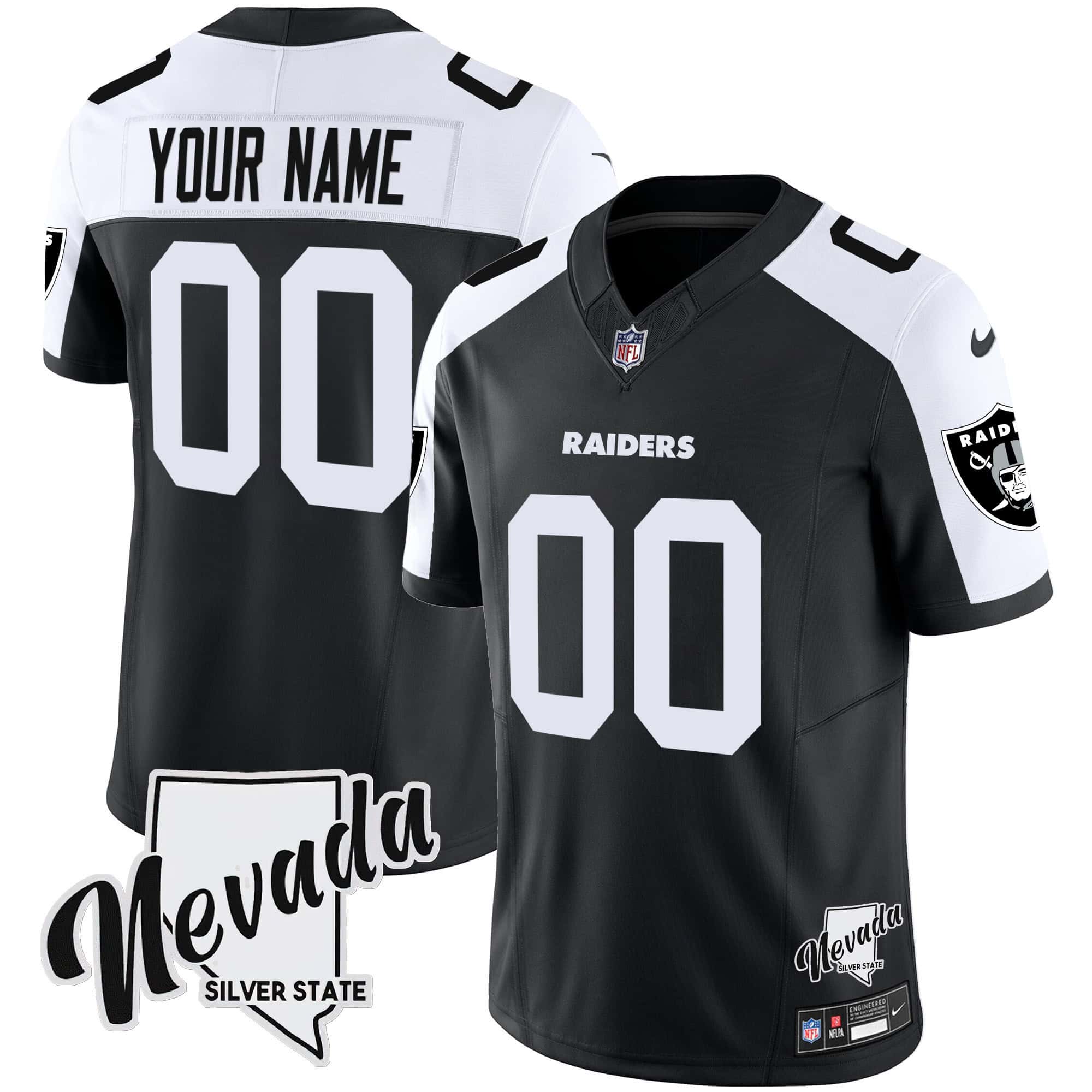 Raiders Nevada Silver State Patch Vapor Custom Jersey V2 – All Stitched