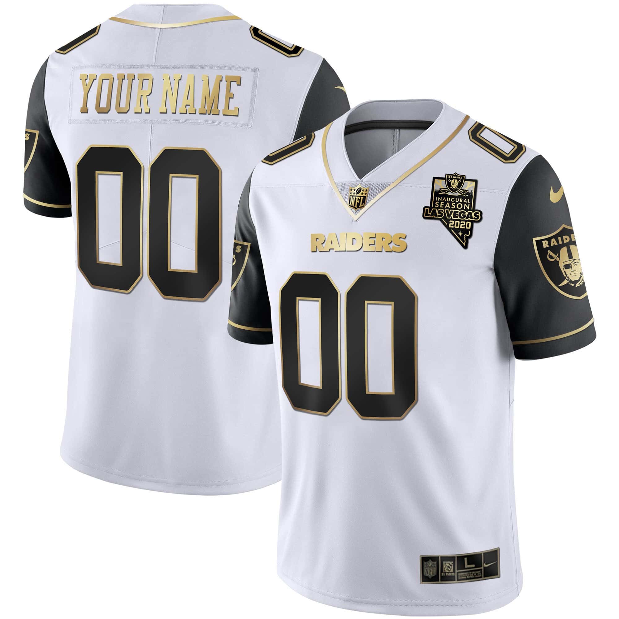 Raiders Vapor Gold Custom Name and Number – All Stitched