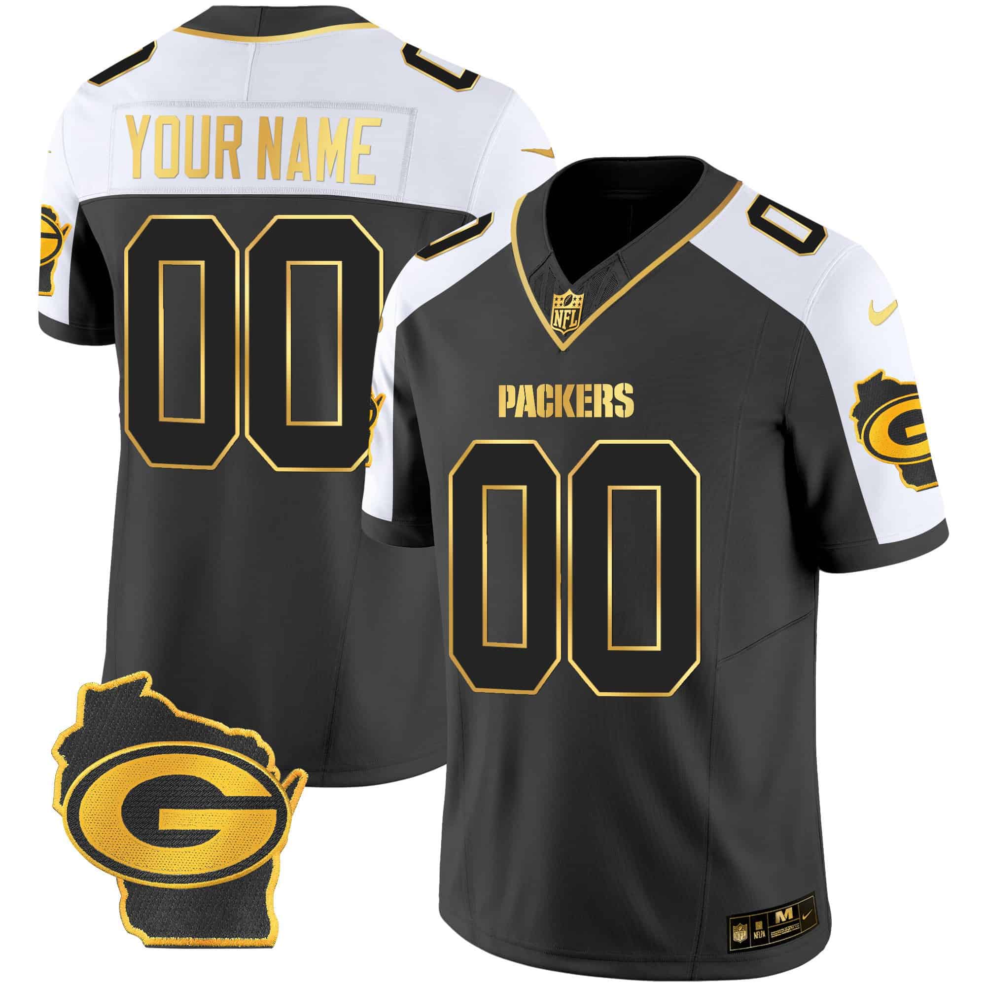 Packers Home Patch Gold Vapor Custom Jersey – All Stitched