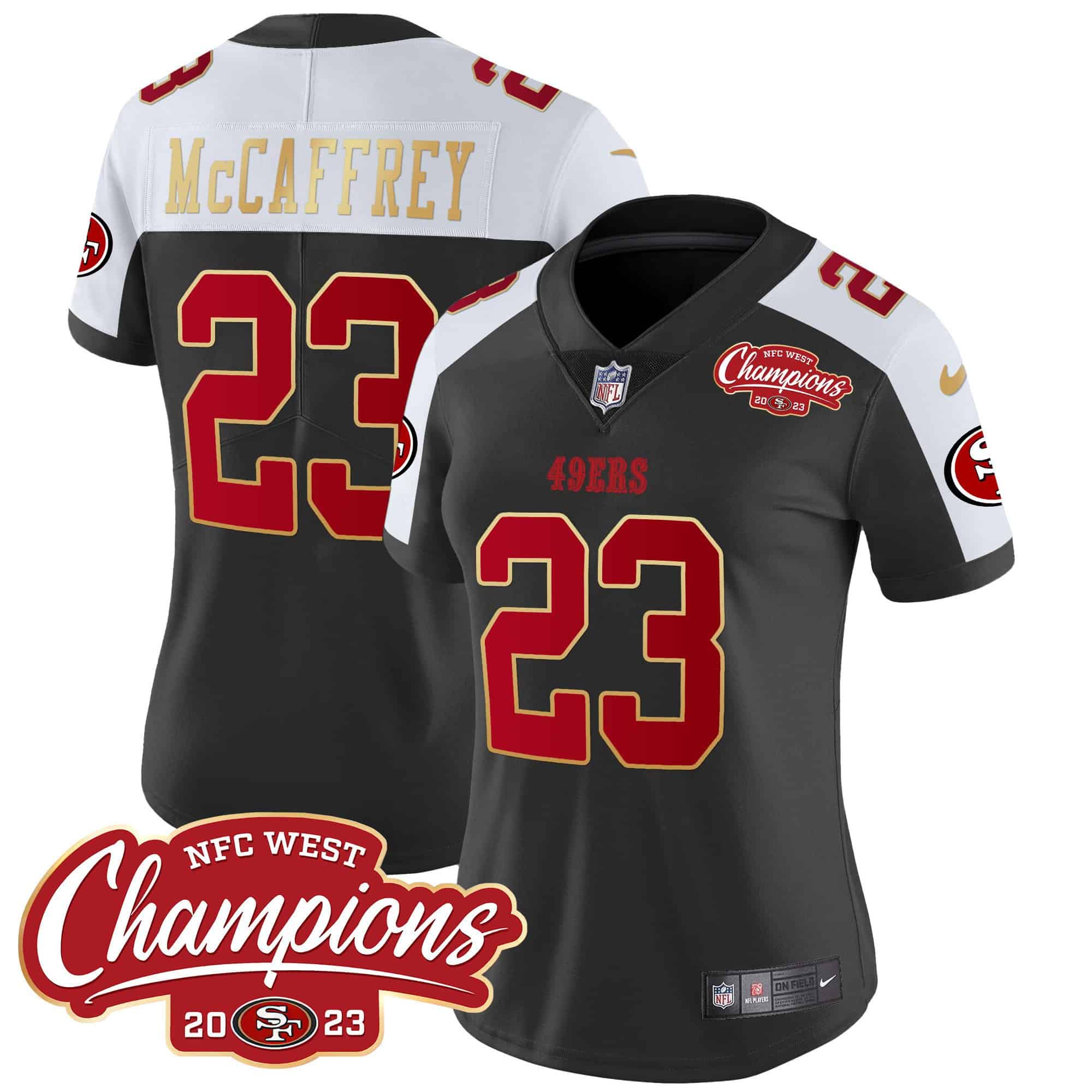 Women’s 49ers NFC West Gold Trim Vapor Jersey – All Stitched