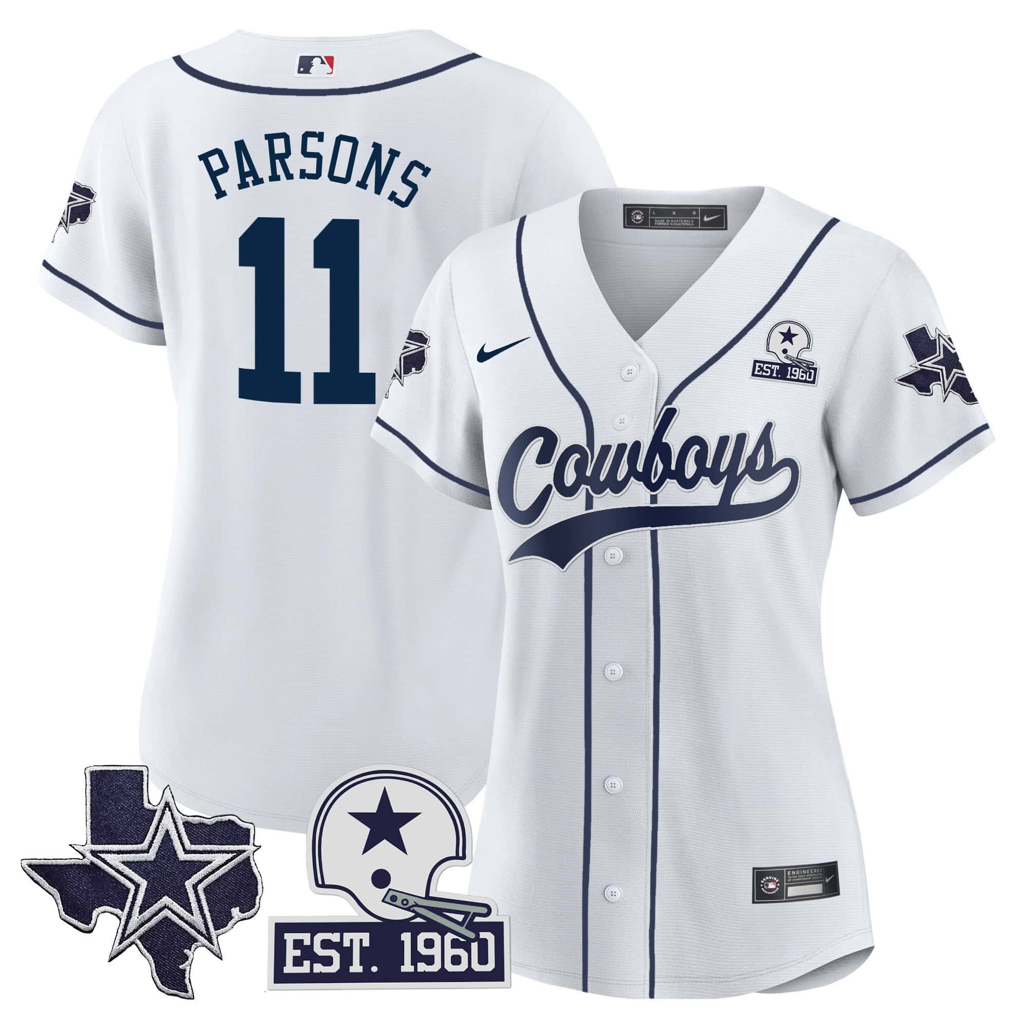 Women’s Cowboys Texas Patch Baseball Jersey – All Stitched