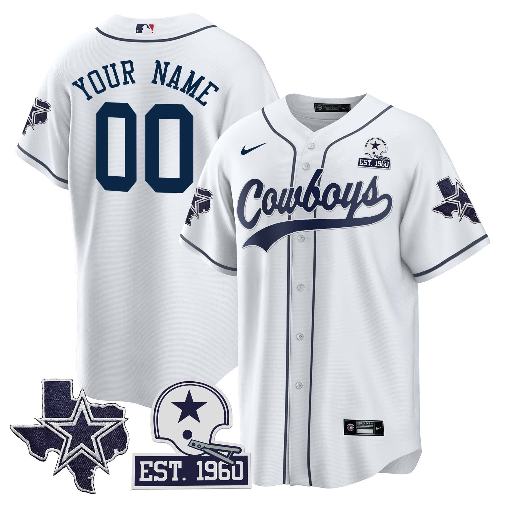 Cowboys Texas Patch Baseball Custom Jersey – All Stitched