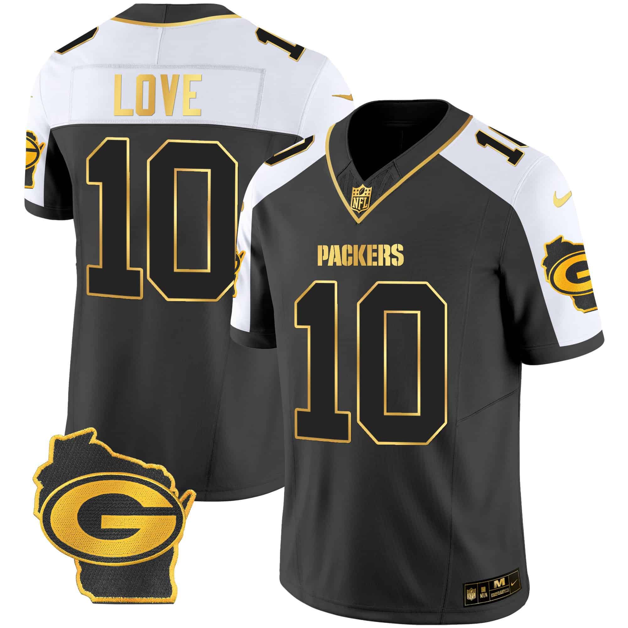 Men’s Packers Home Patch Gold Vapor Jersey – All Stitched