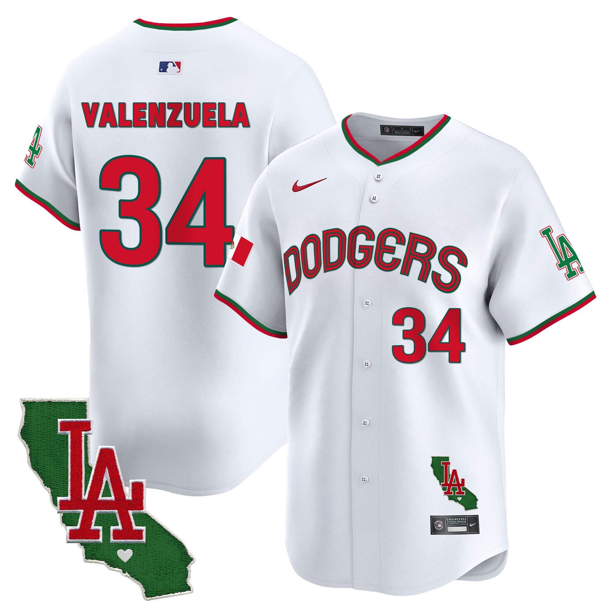 Men’s Dodgers Mexico California Patch Vapor Premier Limited Jersey V3 – All Stitched