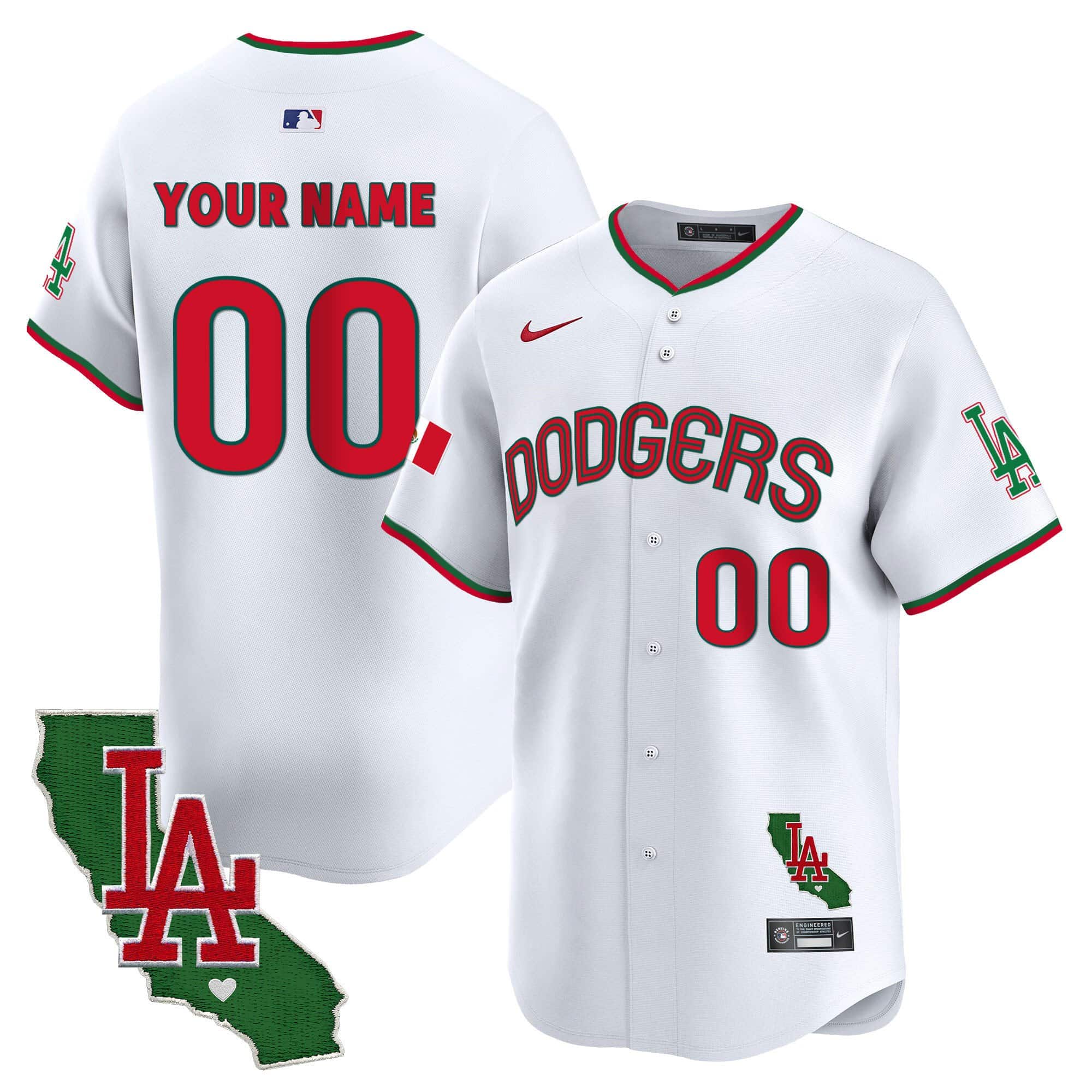 Dodgers Mexico California Patch Vapor Premier Limited Custom Jersey V3 – All Stitched