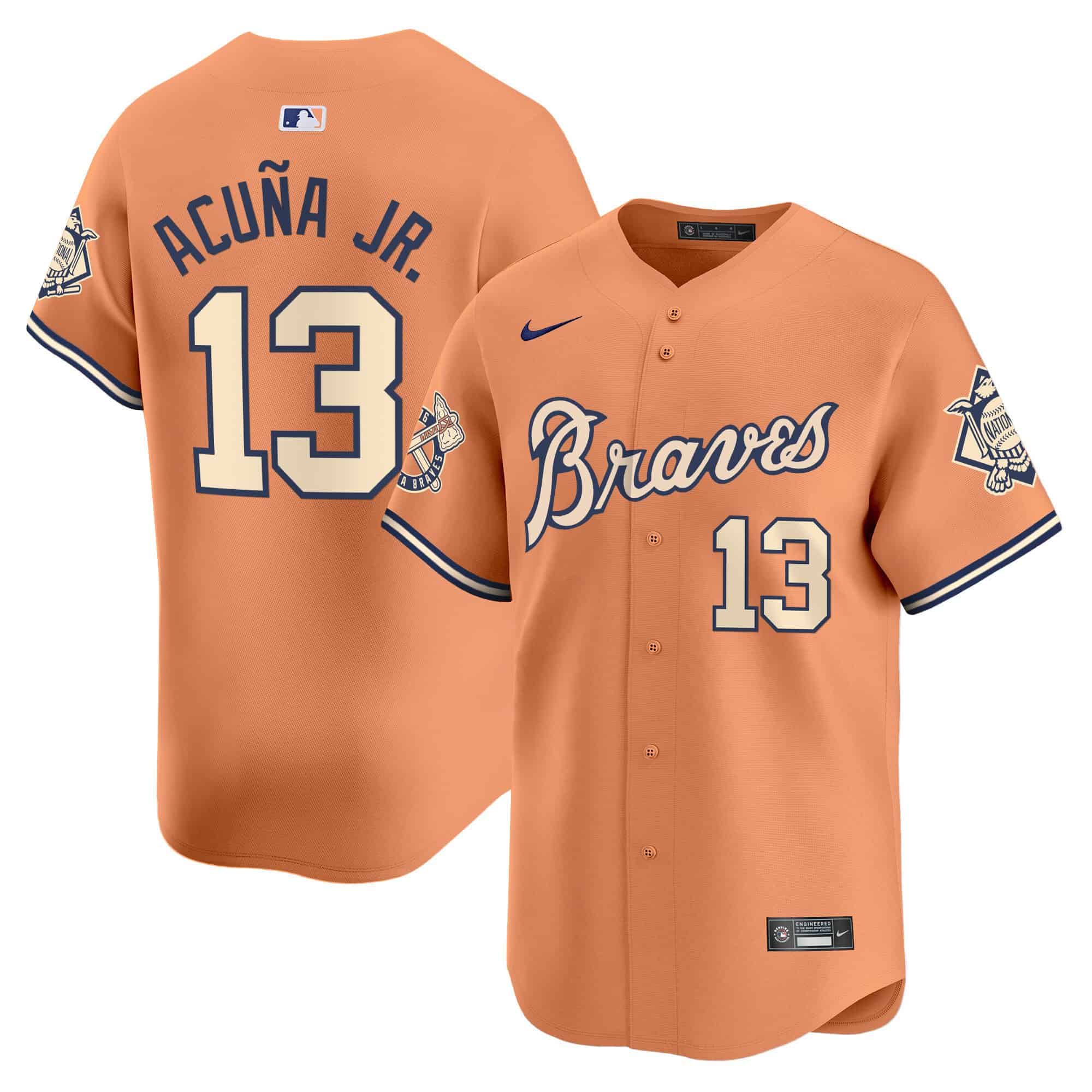 Men’s Atlanta Braves Peaches n’ Cream Vapor Premier Limited Jersey – All Stitched