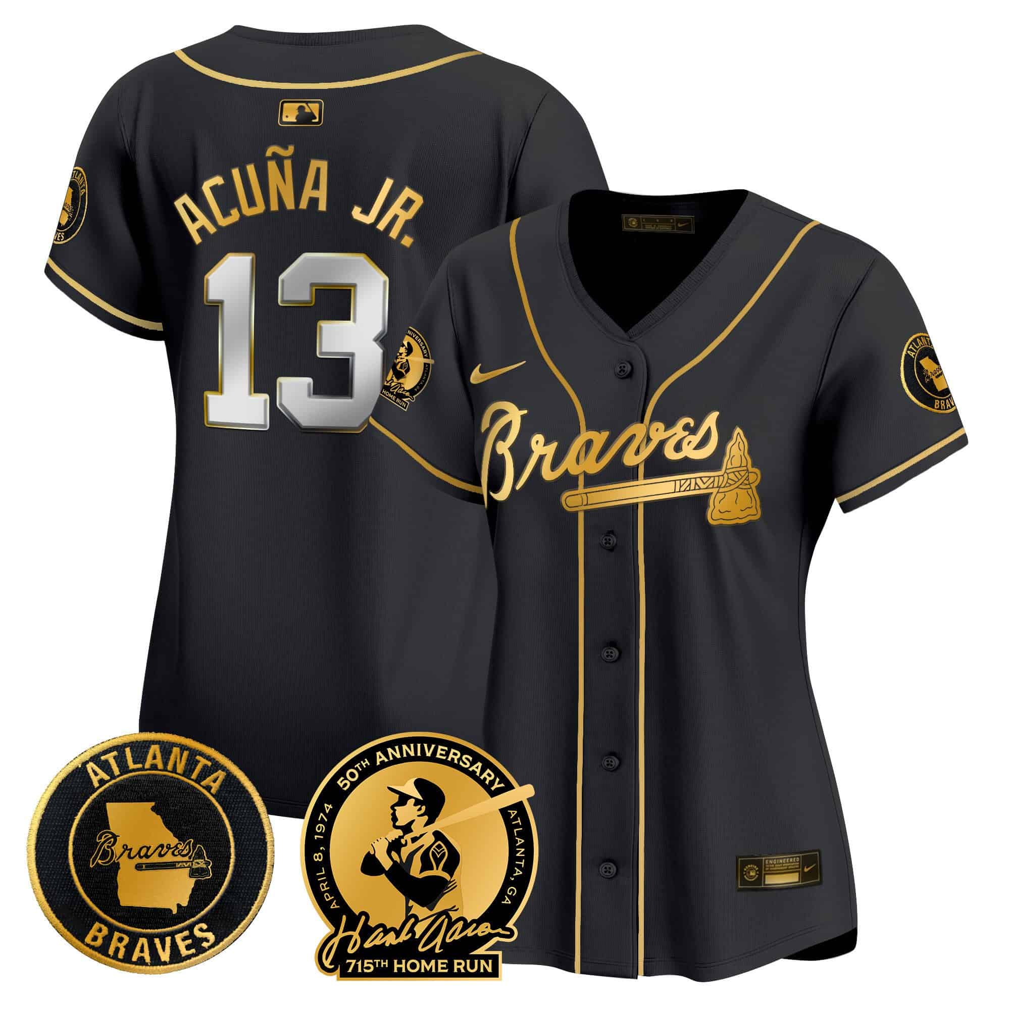 Women’s Atlanta Braves Hank Aaron 715th Home Run Patch Vapor Premier Limited Jersey – All Stitched