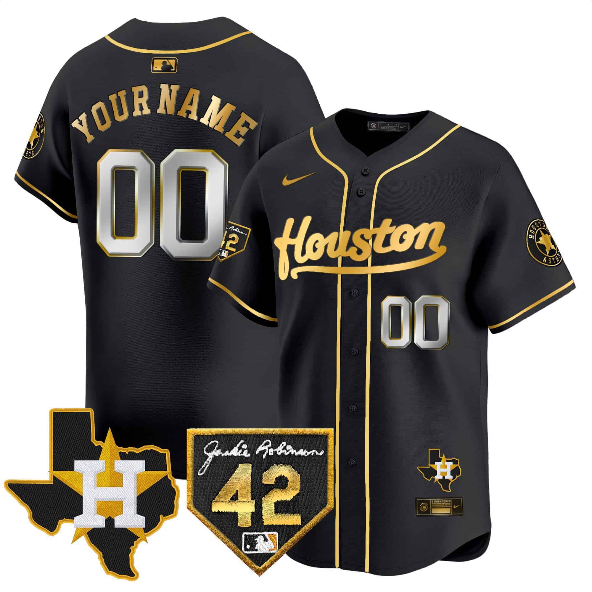 Houston Astros 2024 Jackie Robinson Patch Vapor Premier Limited Custom Jersey – All Stitched