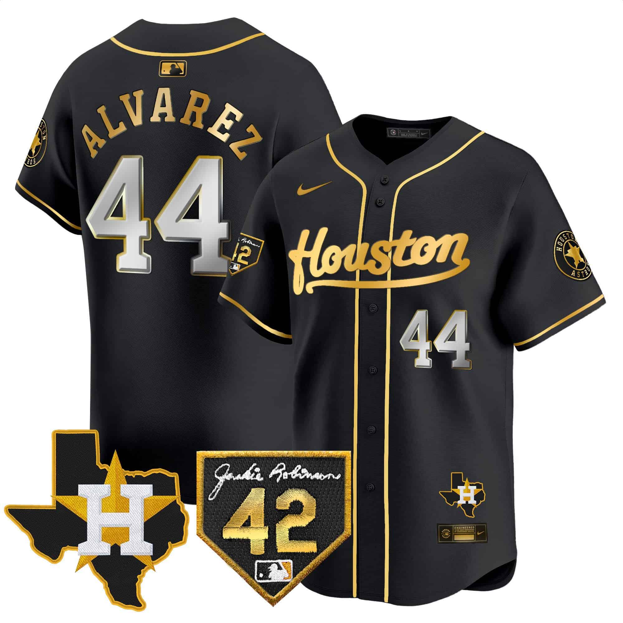 Men’s Houston Astros 2024 Jackie Robinson Patch Vapor Premier Limited Jersey – All Stitched