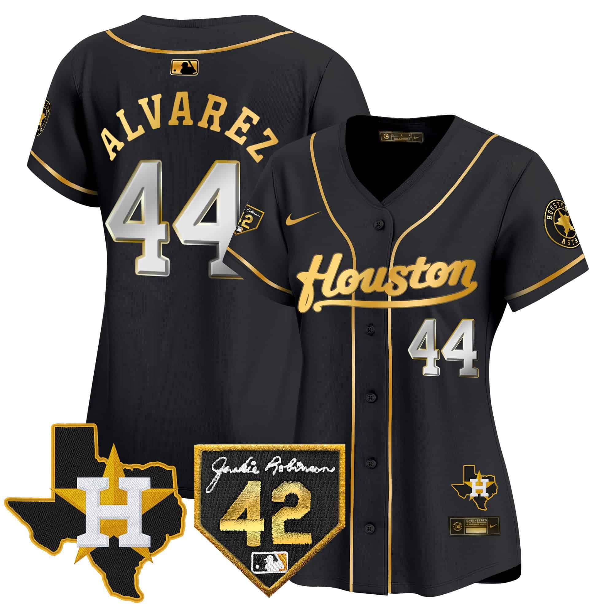 Women’s Houston Astros 2024 Jackie Robinson Patch Vapor Premier Limited Jersey – All Stitched