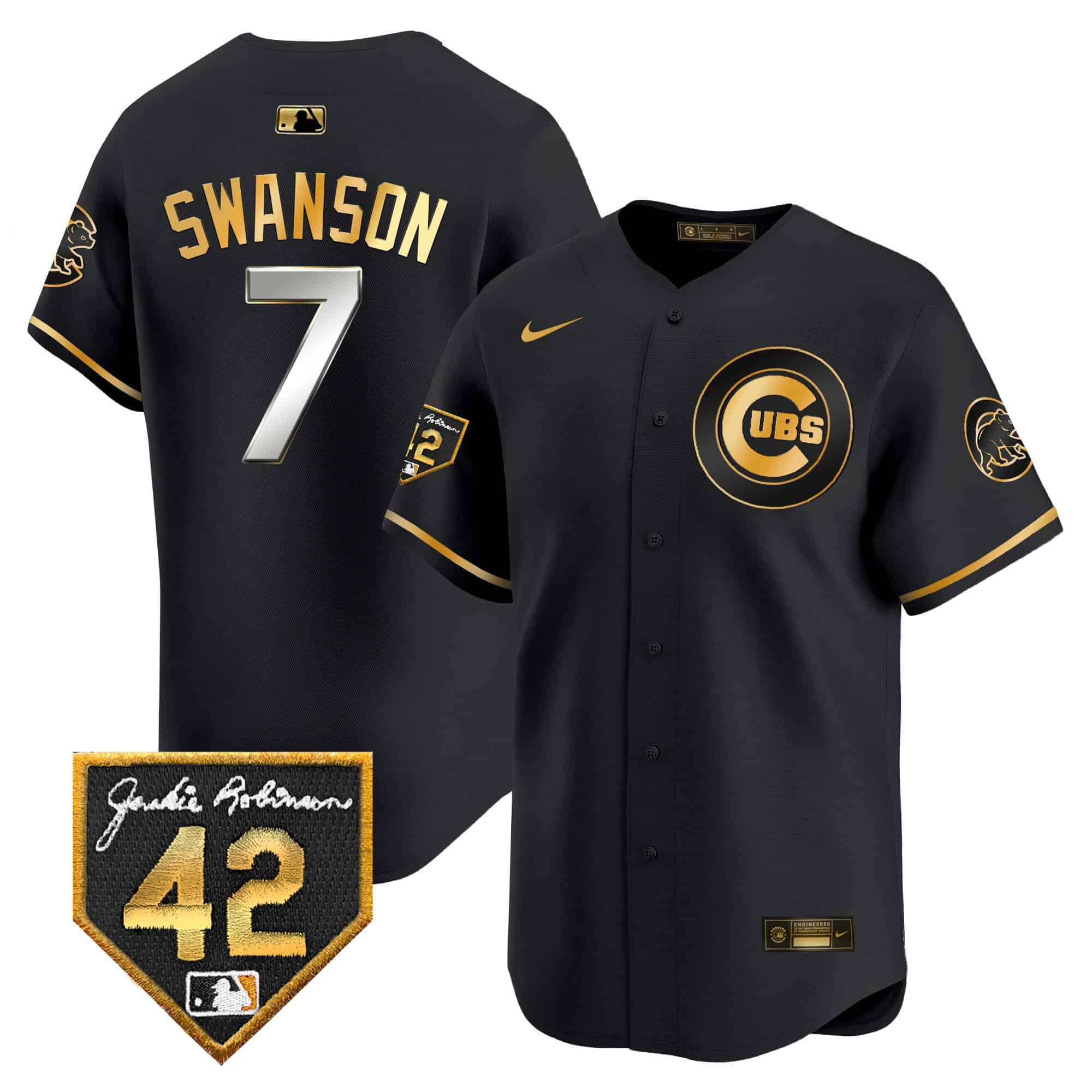 Men’s Chicago Cubs 2024 Jackie Robinson Patch Vapor Premier Limited Jersey V2 – All Stitched