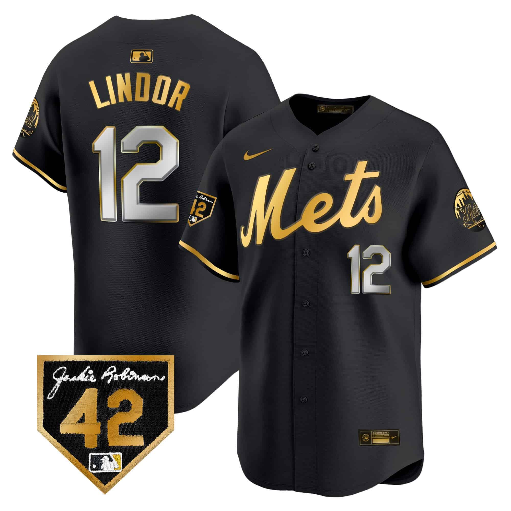 Men’s New York Mets Jackie Robinson Patch Vapor Premier Limited Jersey – All Stitched