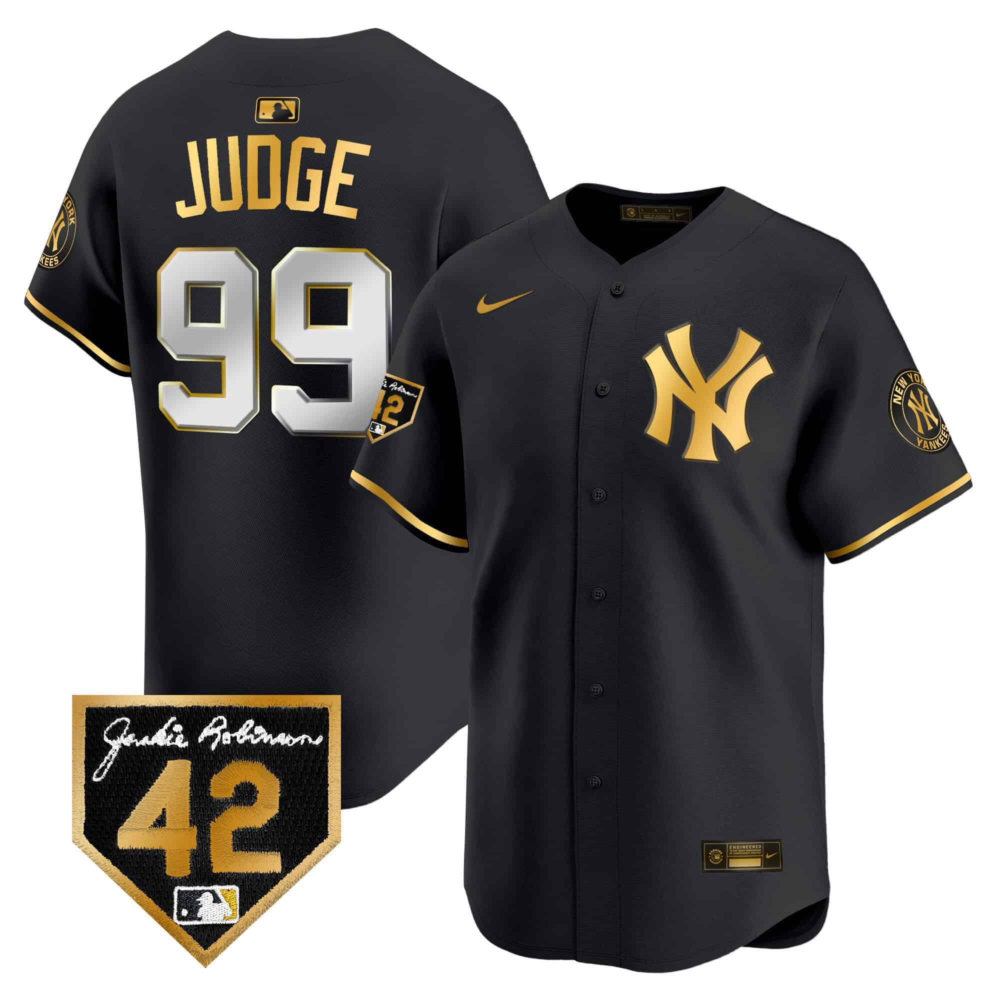 Men’s New York Yankees 2024 Jackie Robinson Patch Vapor Premier Limited Jersey – All Stitched