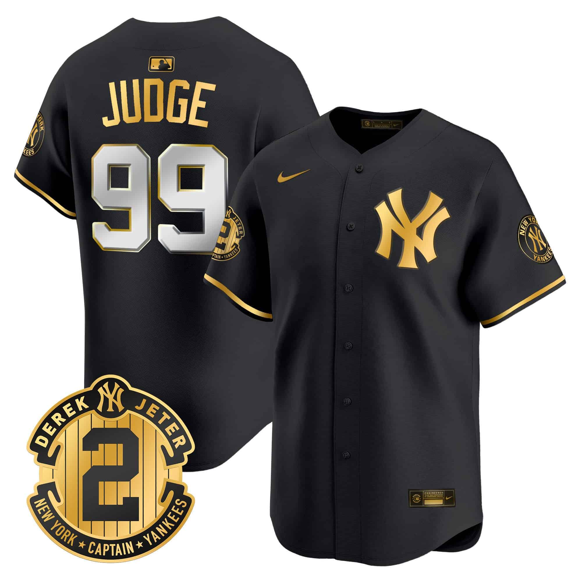 Men’s New York Yankees Derek Jeter Patch Vapor Premier Limited Jersey – All Stitched