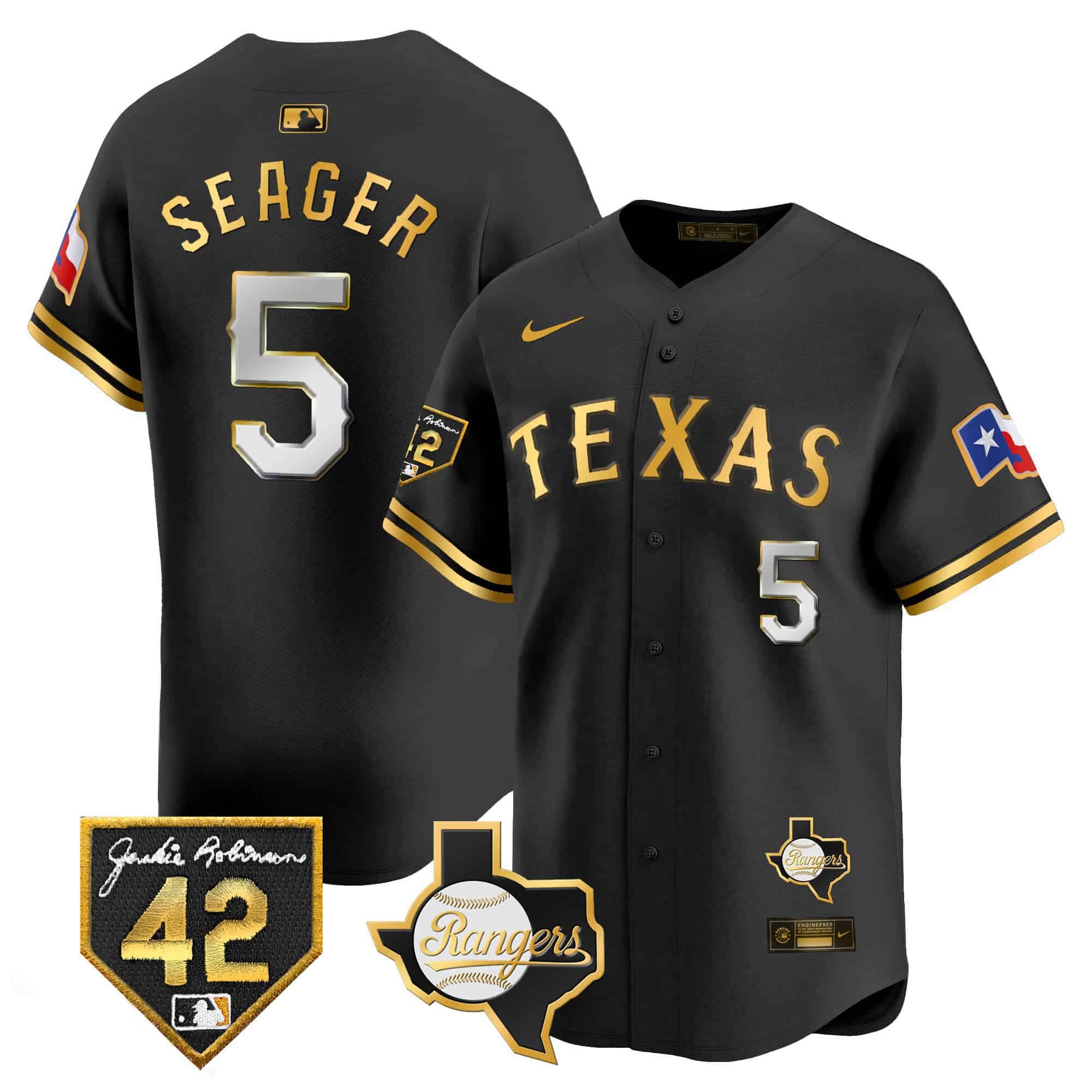 Men’s Texas Rangers 2024 Jackie Robinson Patch Vapor Premier Limited Jersey – All Stitched
