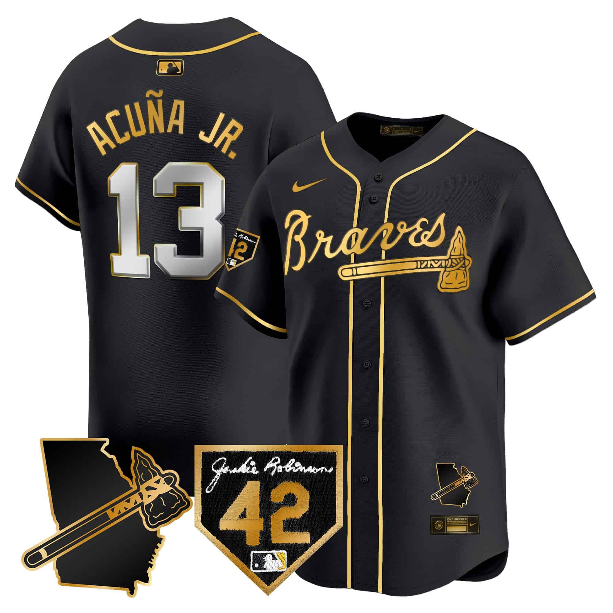Men’s Atlanta Braves 2024 Robinson & Georgia Patch Vapor Premier Limited Jersey – All Stitched