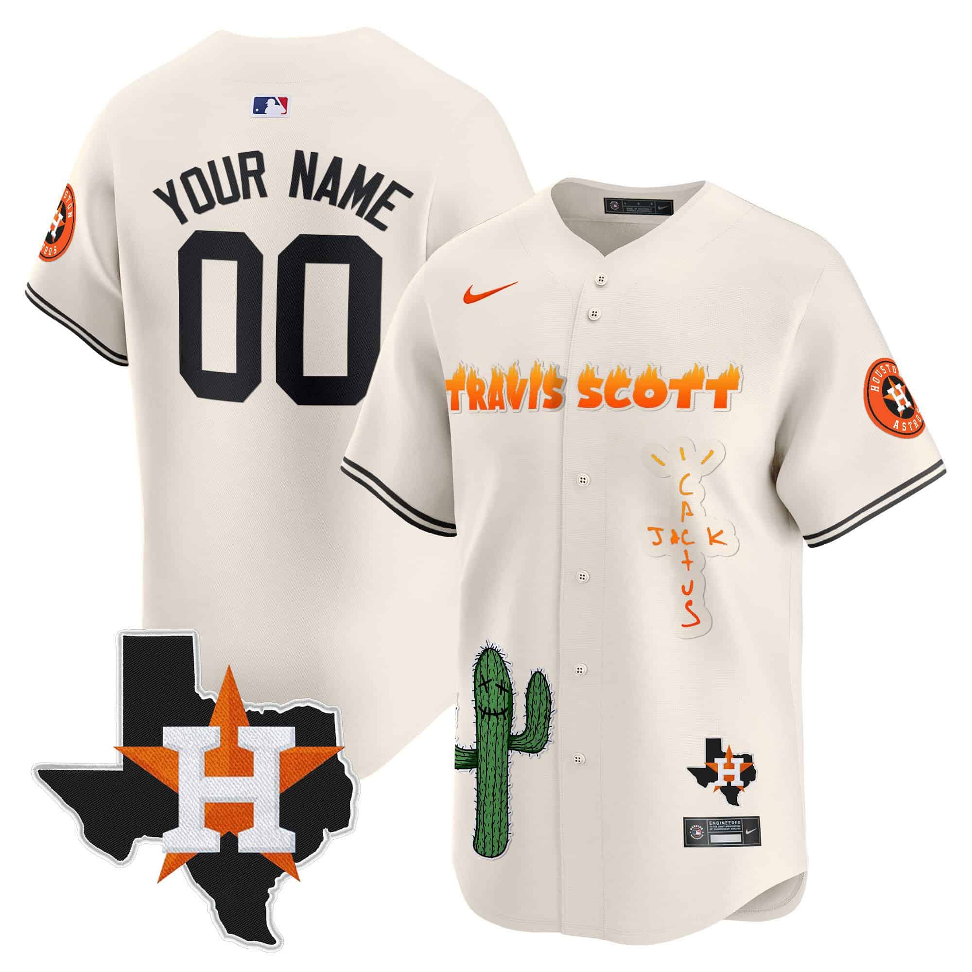 Houston Astros Cactus Jack Patch Vapor Premier Limited Custom Jersey V9 – Stitched