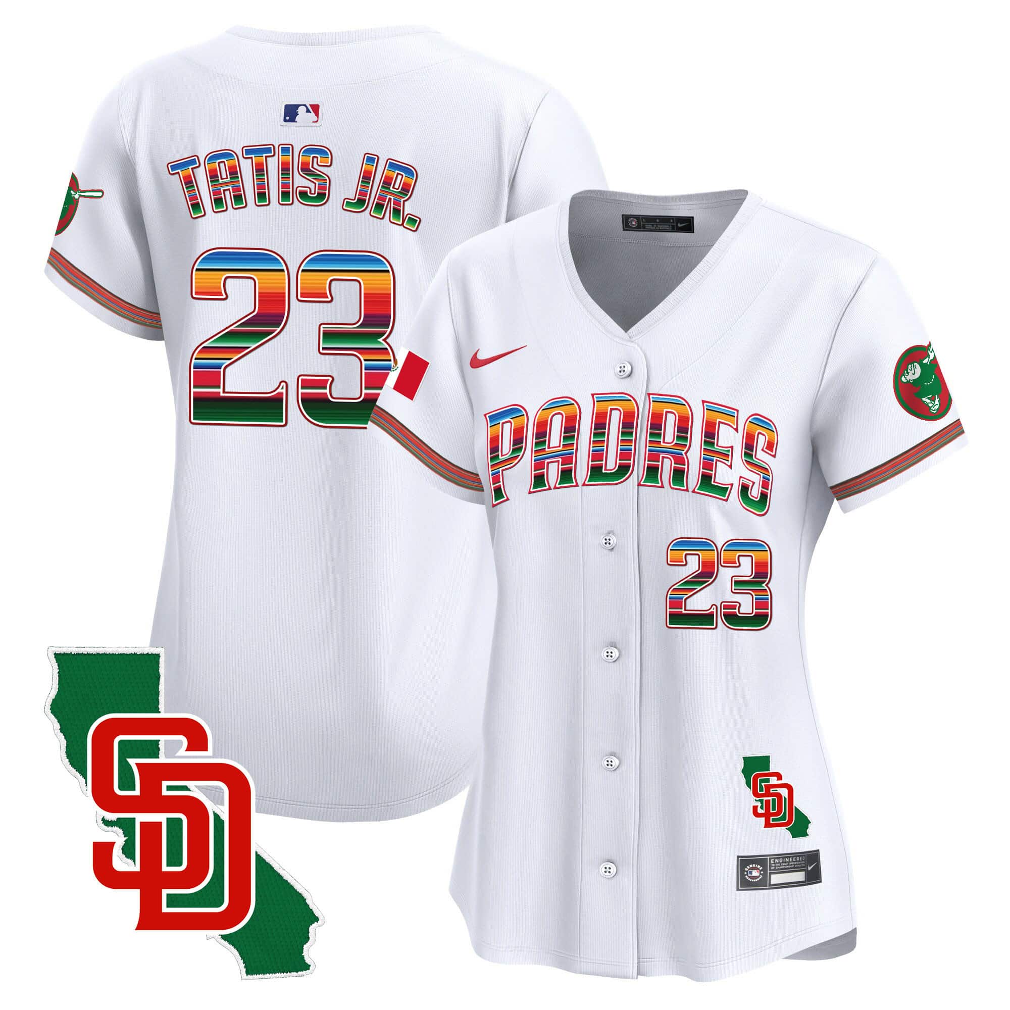 Women’s Padres Mexico California Patch Vapor Premier Limited Jersey – All Stitched