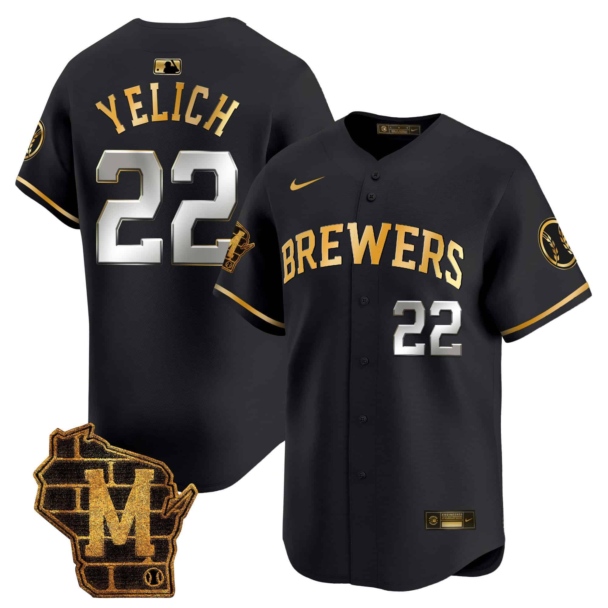 Men’s Milwaukee Brewers Home Patch Vapor Premier Limited Jersey – All Stitched