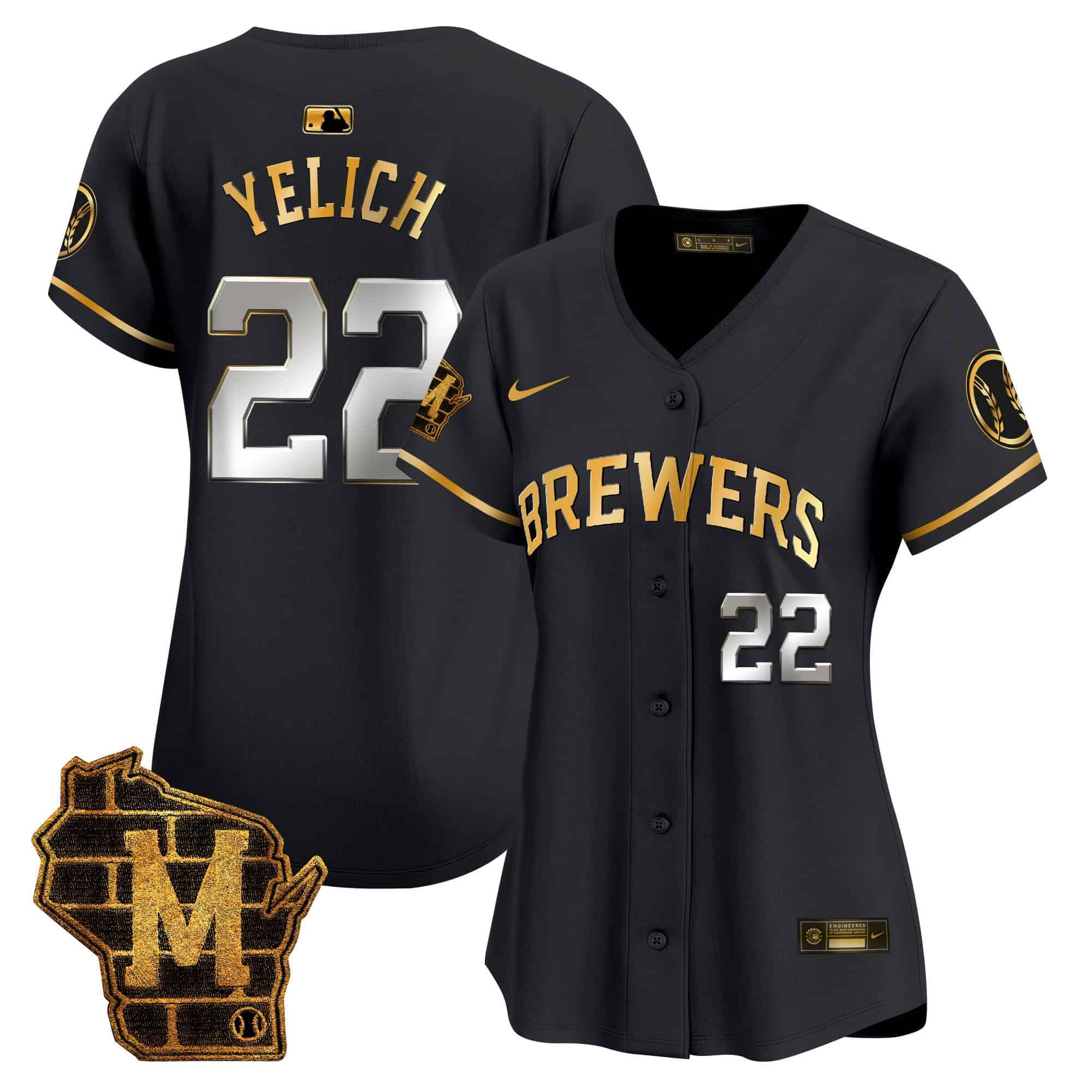 Women’s Milwaukee Brewers Home Patch Vapor Premier Limited Jersey – All Stitched