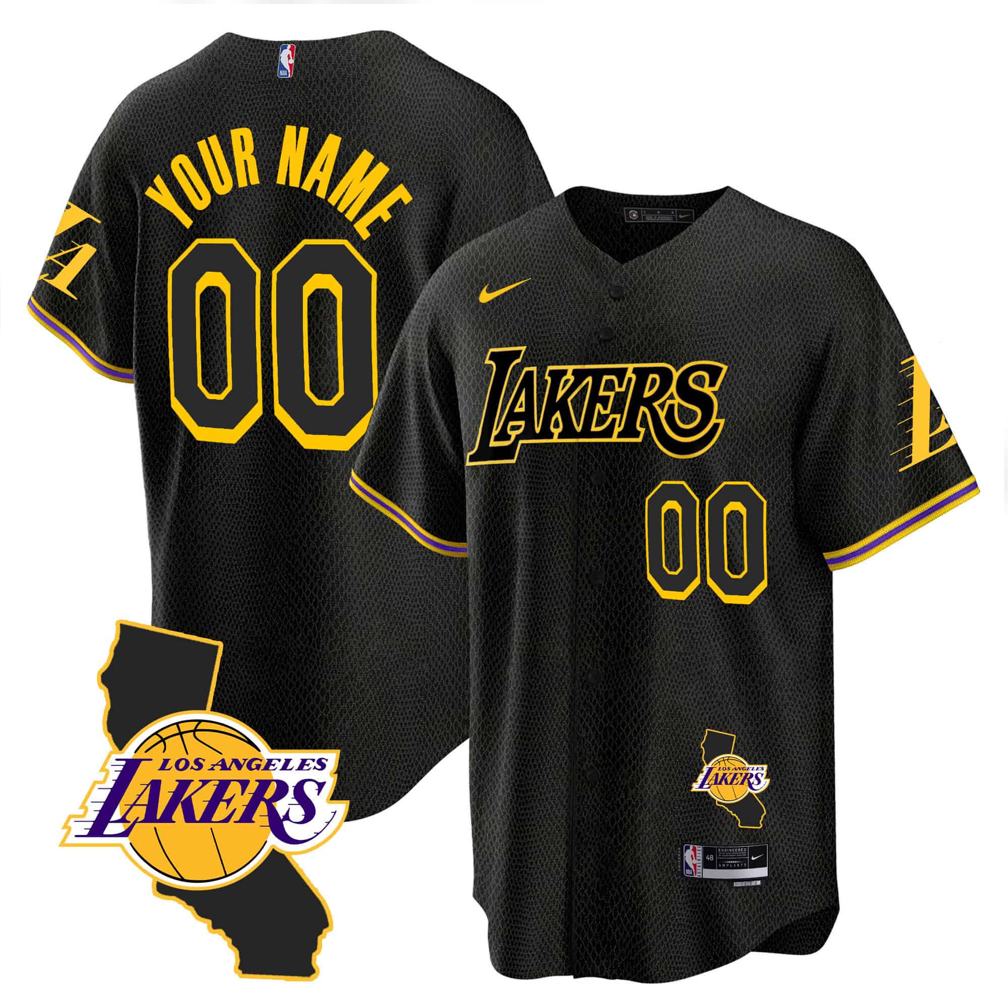 Los Angeles Lakers California Patch Baseball Mamba Custom Jersey V2 – All Stitched