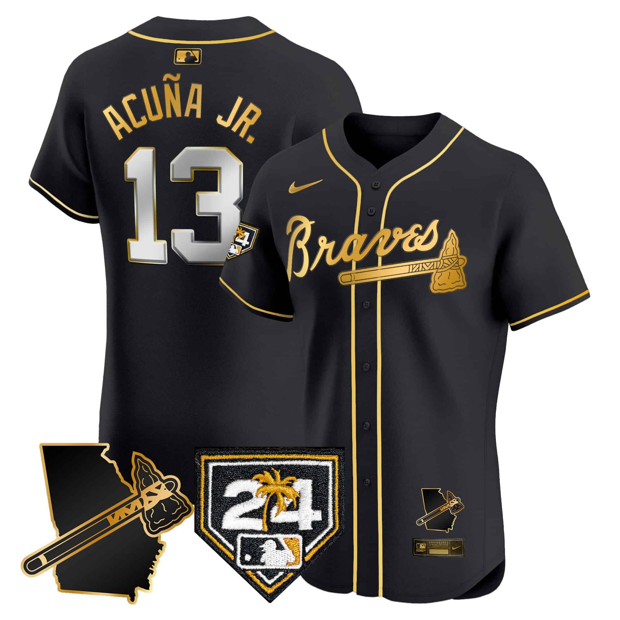 Men’s Atlanta Braves 2024 Spring Training & Georgia Patch Vapor Premier Elite Jersey – All Stitched